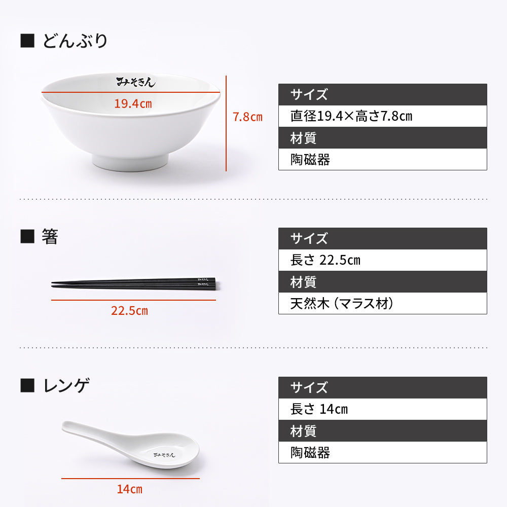 みそきんどんぶりセット(どんぶり・箸・レンゲ)